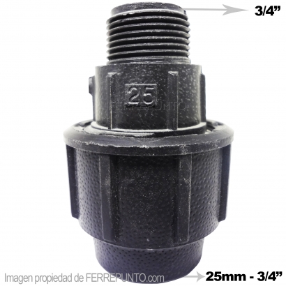 Conector Riego Pead Macho Rosca 3/4 X 3/4 (25mm)