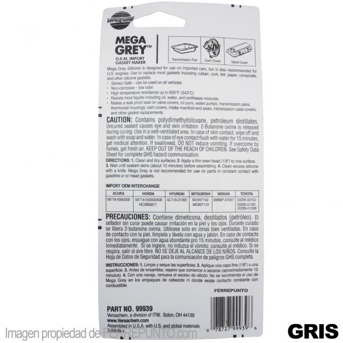 Silicon GRIS Alta Temperatura Mega Grey Automotriz