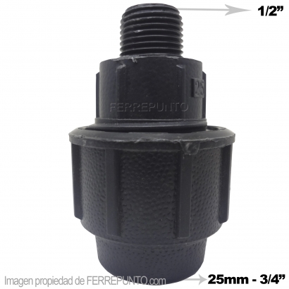 Conector Riego Pead Rosca Macho 1/2 X Hembra 3/4 (25mm)