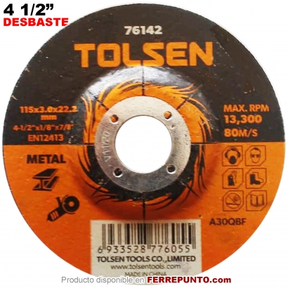 Disco de Esmerilar Desbastado 4 Pulgadas marca Tolsen