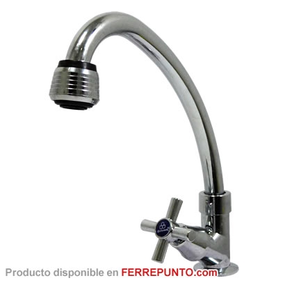 Llave Grifo de Lavaplatos Individual Cromada Tipo Cisne