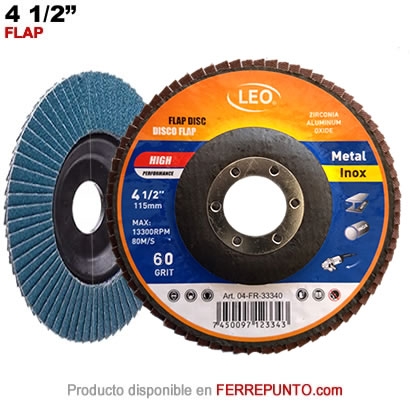 Disco Flap abrasivo 4 1/2" Grano 60 marca LEO