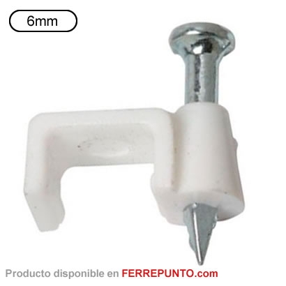 Grapas para Cable 6mm con Clavo 100 unidades