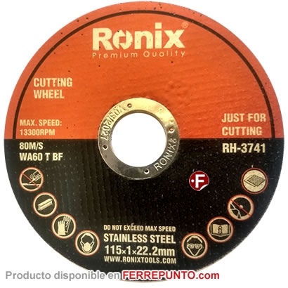 Disco de Corte Ultrafino para Metal 4 1/2 Pulgadas Ronix