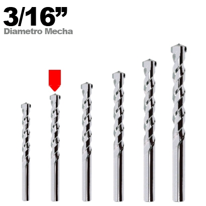 Mecha Broca Para Concreto 3/16 Pulgada 
